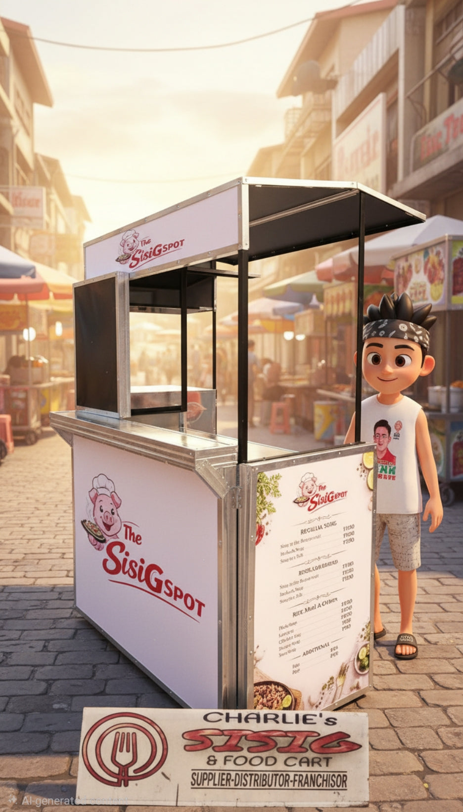 ☆ EXCLUSIVE: Food Cart Business Full Package + Siomai King Products — Heavy Duty Fixed Food Cart