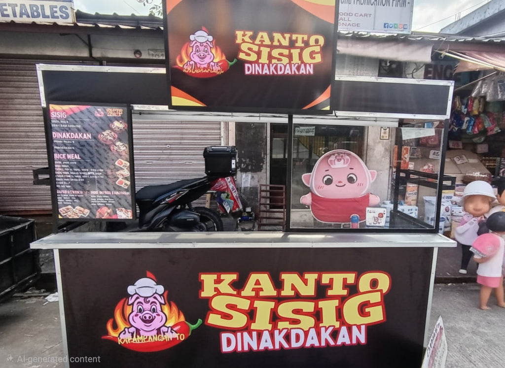 ☆ EXCLUSIVE: Food Cart Business Full Package + Siomai King Products — 7ft Long Fixed Heavy Duty Stainless Steel Food Cart with Fiberglass Front Panel