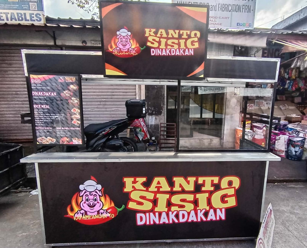 ☆ EXCLUSIVE: Food Cart Business Full Package + Siomai King Products — 7ft Long Fixed Heavy Duty Stainless Steel Food Cart with Fiberglass Front Panel
