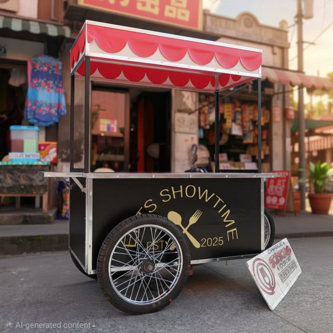 ☆ EXCLUSIVE: Food Cart Business Full Package + Siomai King Products — Oversize Bike Heavy Duty Stainless Steel Food Cart