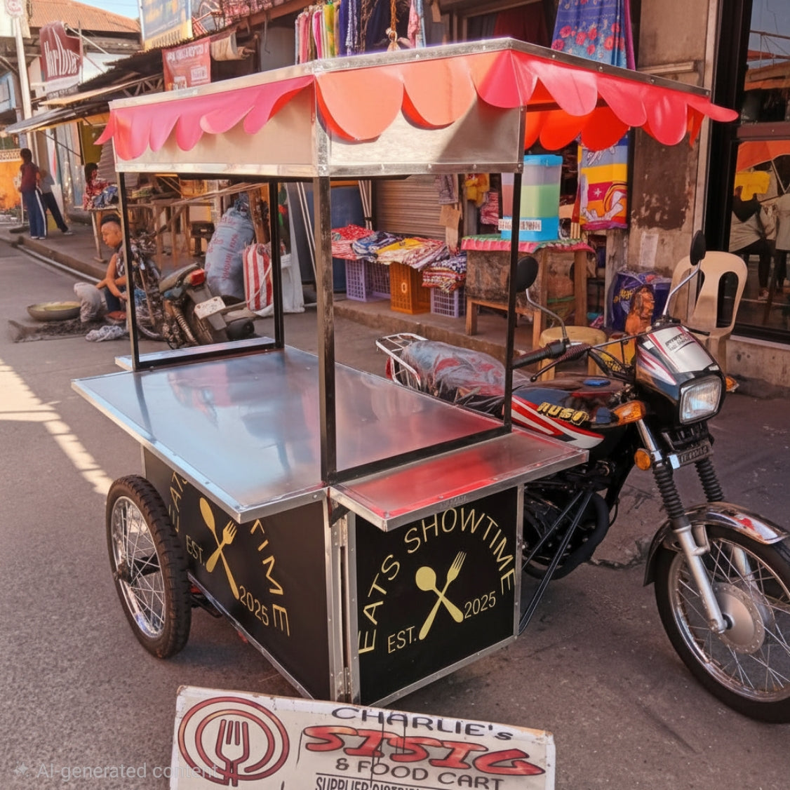 ☆ EXCLUSIVE: Food Cart Business Full Package + Siomai King Products — Heavy Duty Mobile Stainless Steel Food Cart