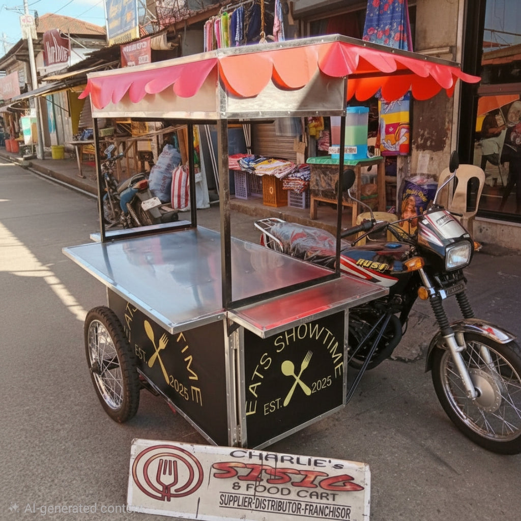 ☆ EXCLUSIVE: Food Cart Business Full Package + Siomai King Products — Heavy Duty Mobile Stainless Steel Food Cart