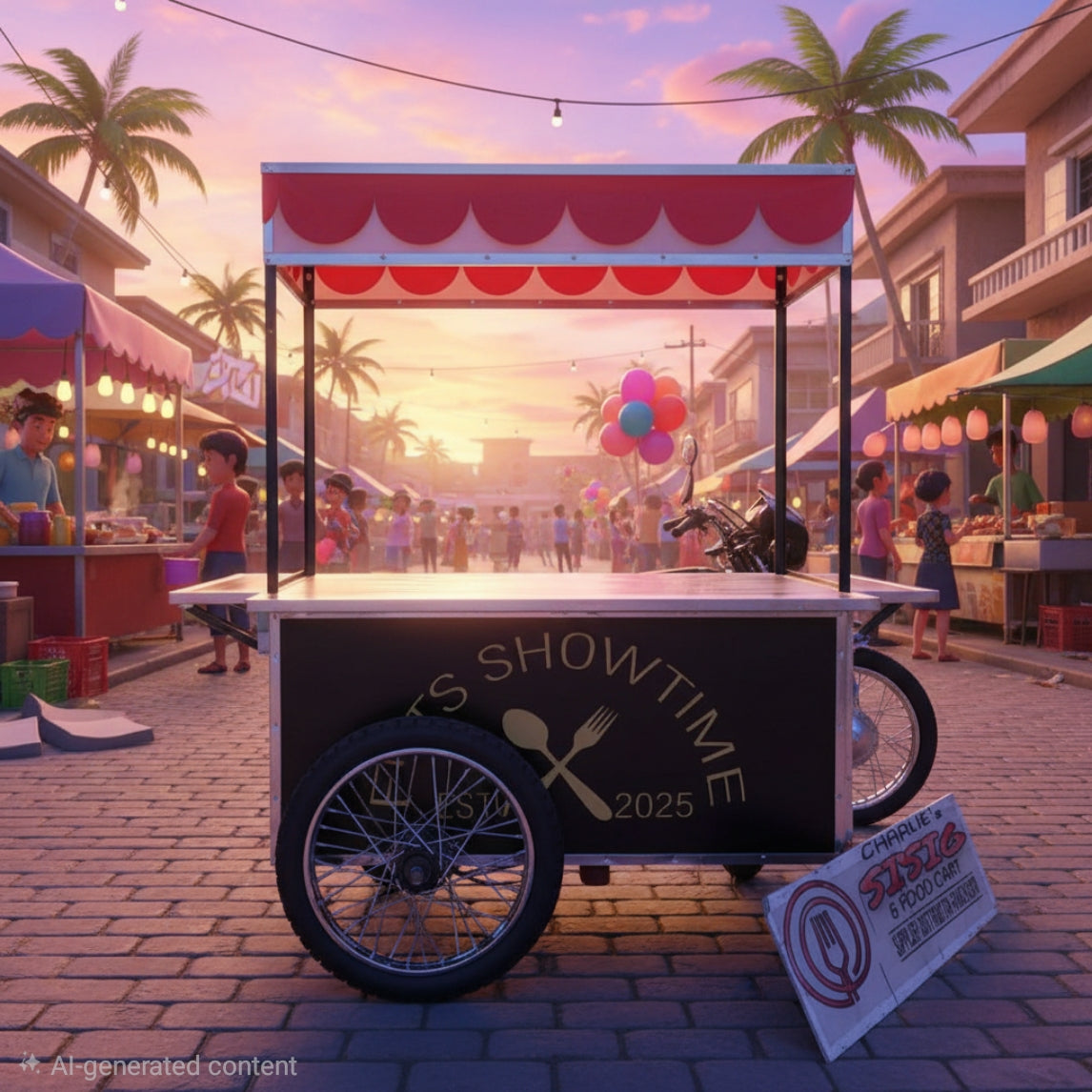 ☆ EXCLUSIVE: Food Cart Business Full Package + Siomai King Products — Oversize Bike Heavy Duty Stainless Steel Food Cart