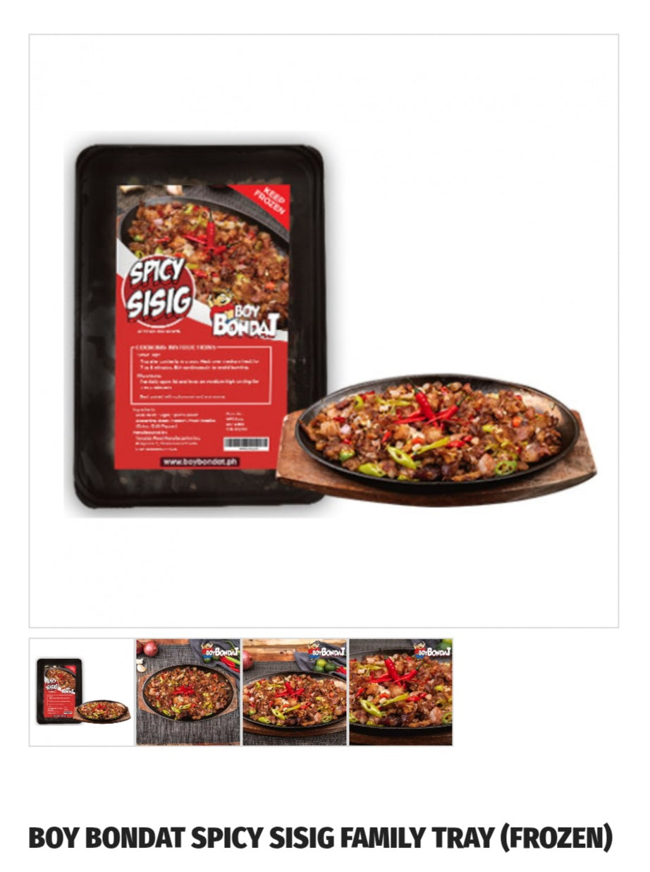 Boy Bondat Spicy Sisig Family Tray (Frozen)