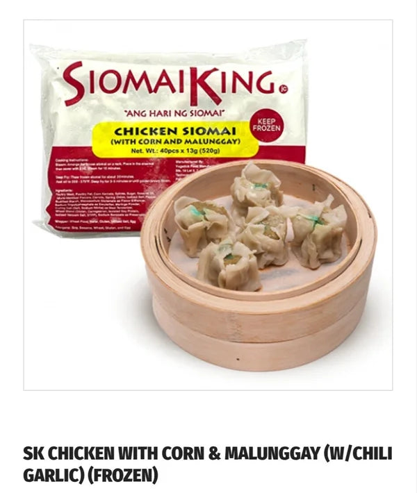 Sk Chicken with Corn and Malunggay with Chili Garlic Sauce (40pcs Frozen)