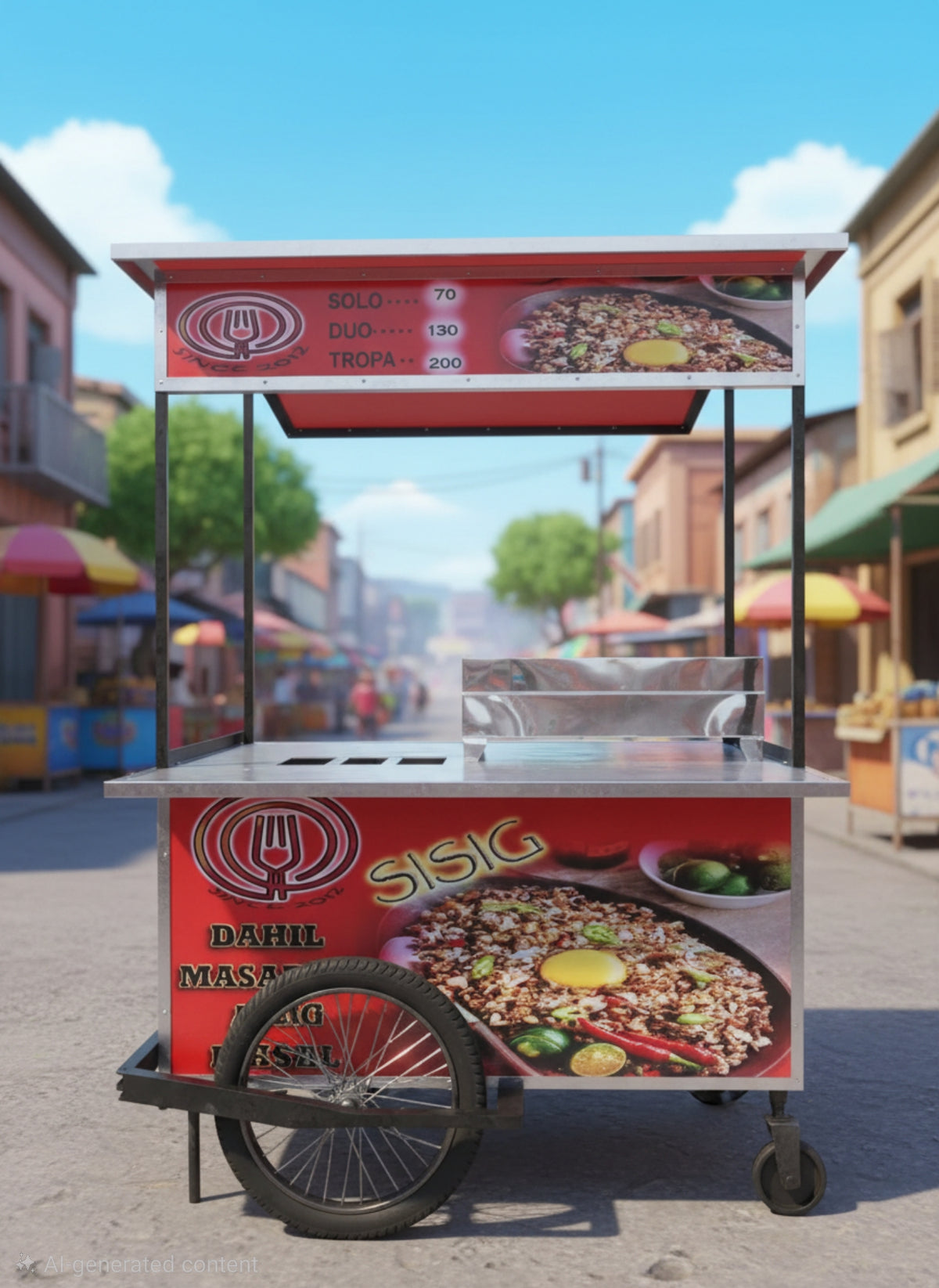 ☆ EXCLUSIVE: Food Cart Business Full Package + Siomai King Products — Oversize Bike Heavy Duty Stainless Steel Food Cart