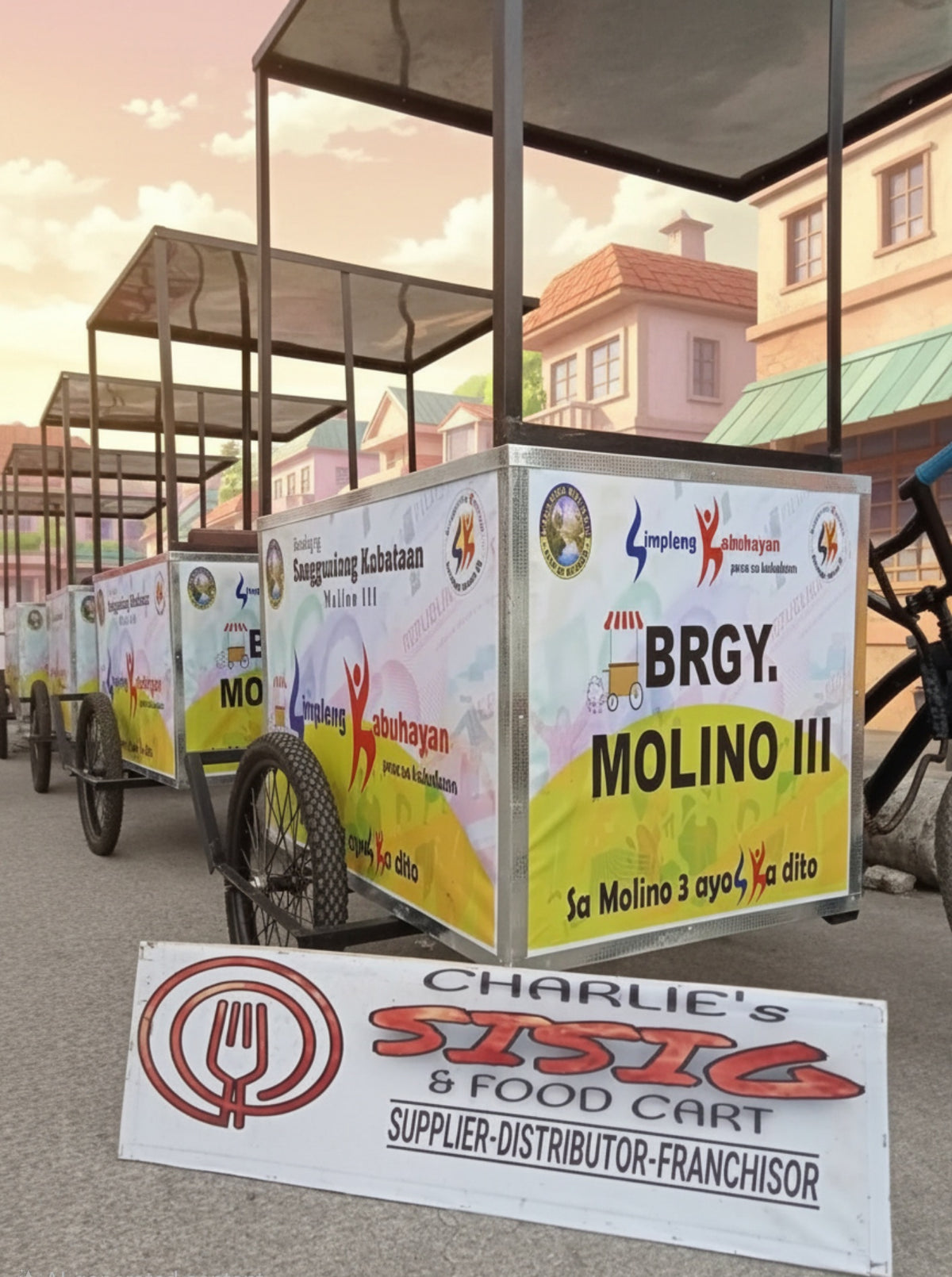 ☆ EXCLUSIVE: Food Cart Business Full Package + Siomai King Products — Heavy Duty Stainless Steel Bike Food Cart