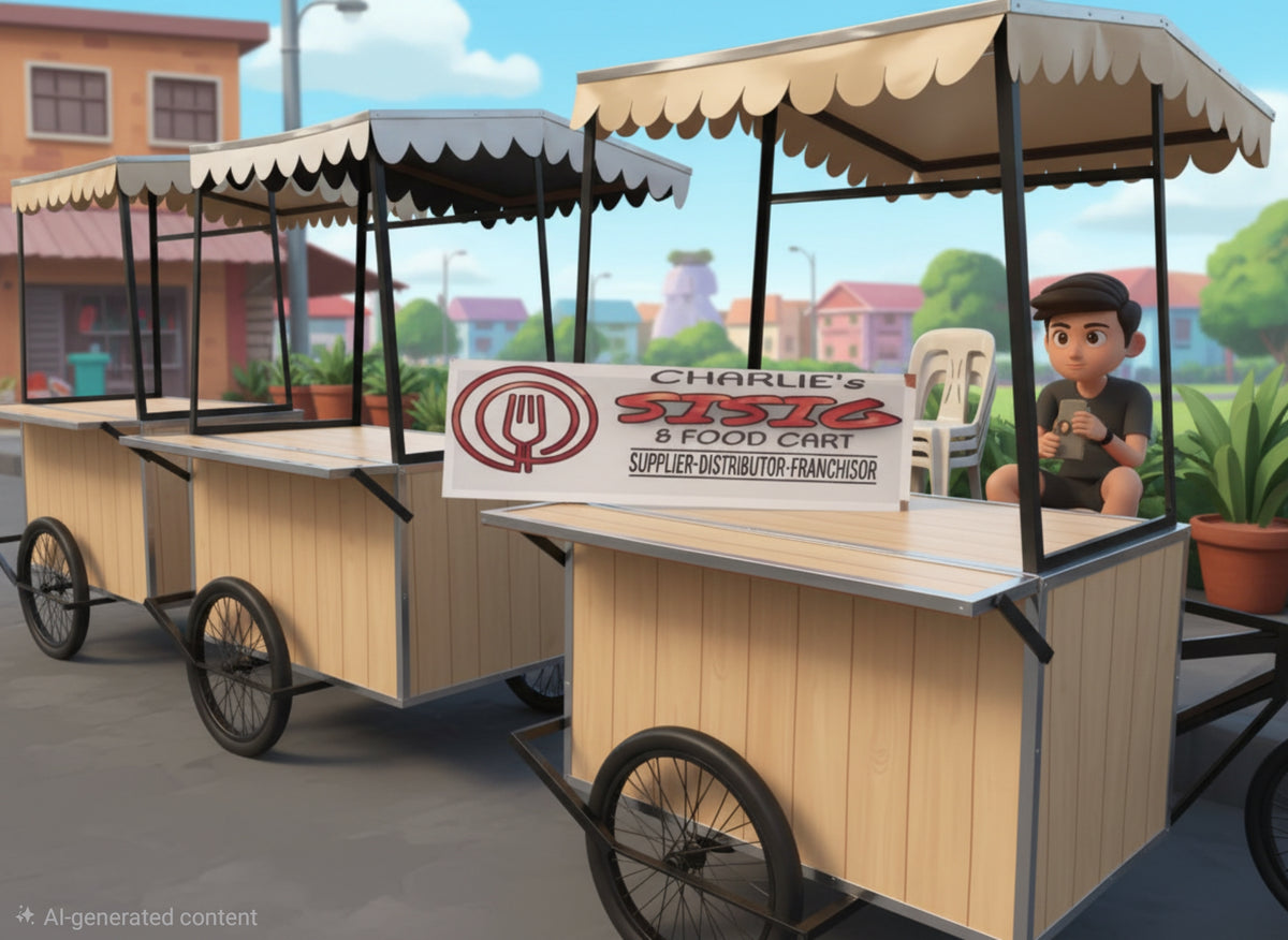 ☆ EXCLUSIVE: Food Cart Business Full Package + Siomai King Products — Heavy Duty Stainless Steel Bike Food Cart