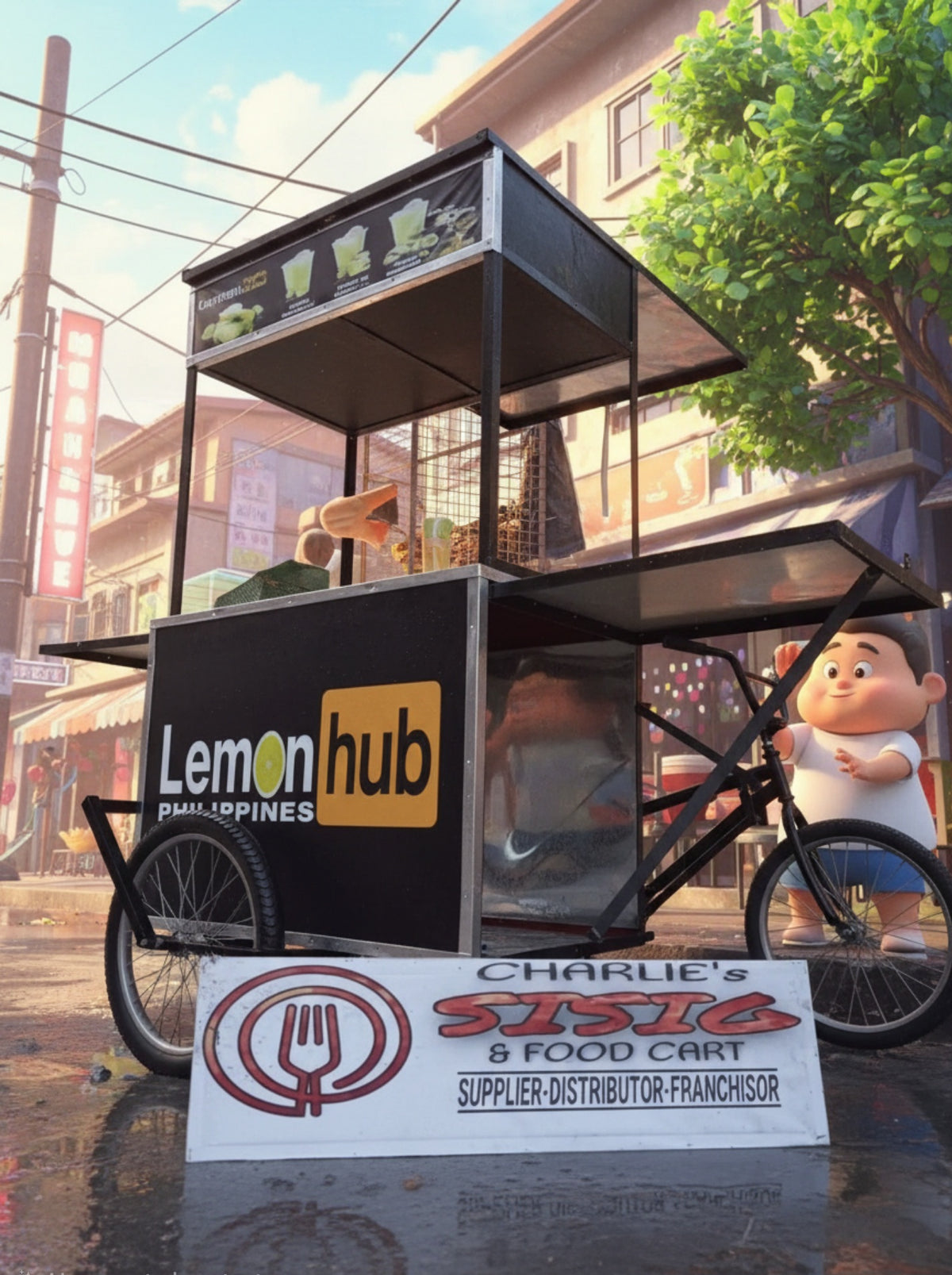 ☆ EXCLUSIVE: Food Cart Business Full Package + Siomai King Products — Heavy Duty Stainless Steel Bike Food Cart