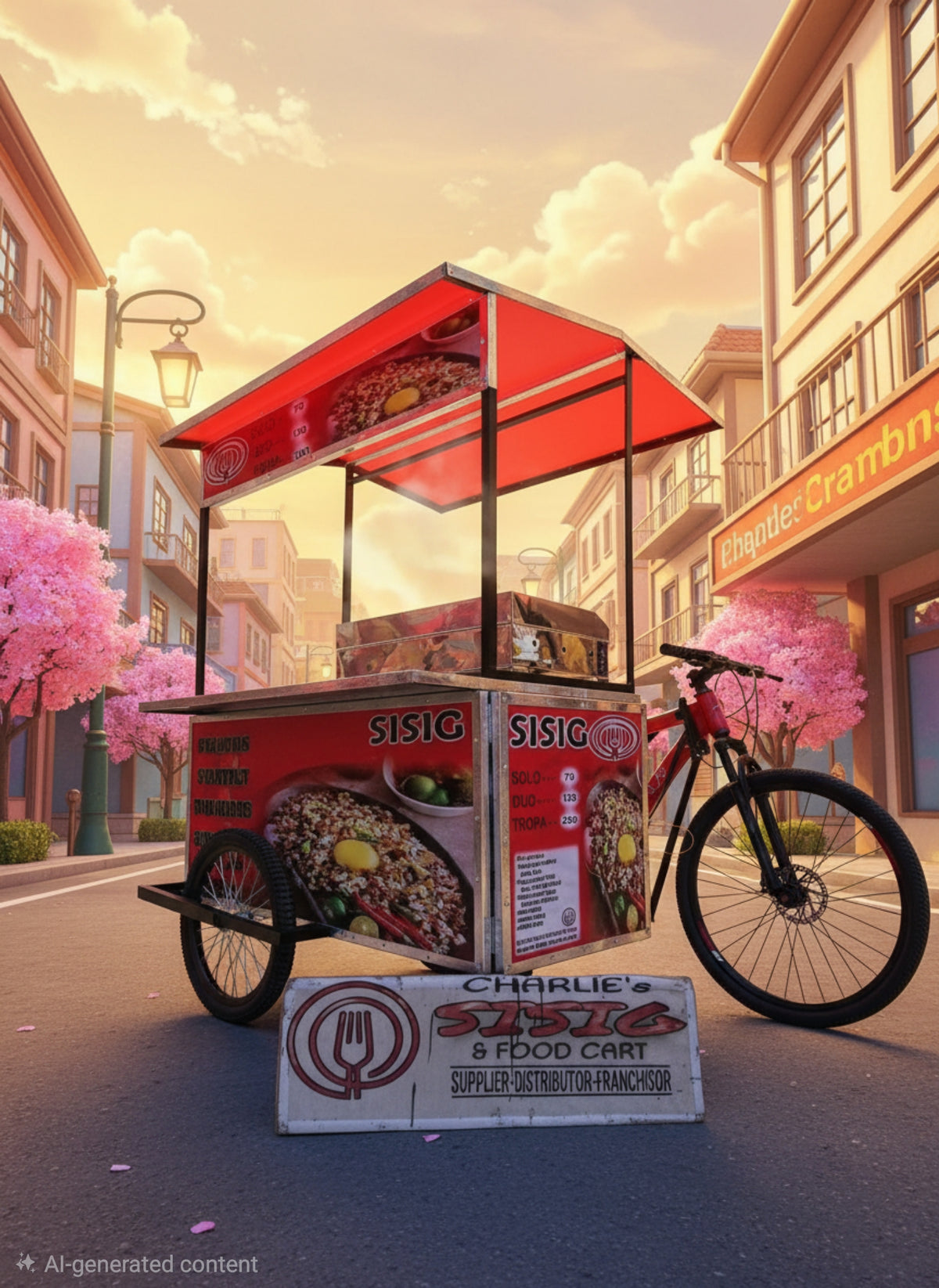 ☆ EXCLUSIVE: Food Cart Business Full Package + Siomai King Products — Oversize Bike Heavy Duty Stainless Steel Food Cart