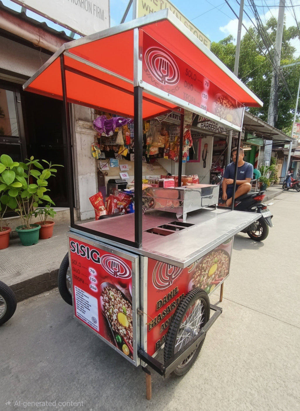 ☆ EXCLUSIVE: Food Cart Business Full Package + Siomai King Products — Oversize Bike Heavy Duty Stainless Steel Food Cart